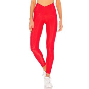 BEACHRIOT Cara Rib Legging Cross Waist Ribbed Red Leggings